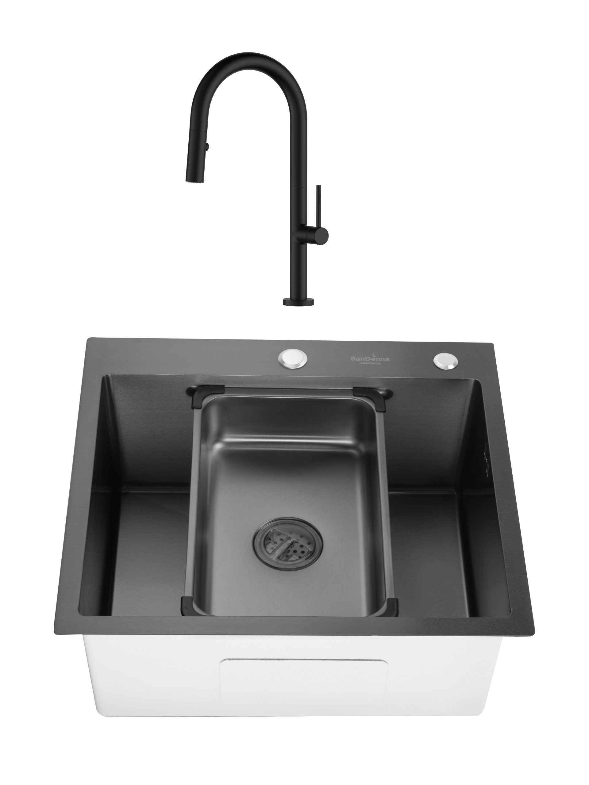 SET Chiuveta SanDonna HD5550 inox cu dozator si tavita + Baterie SanDonna Charlotte cu dus extractabil SET Chiuveta SanDonna HD5550 inox cu dozator si tavita + Baterie SanDonna Charlotte cu dus extractabil