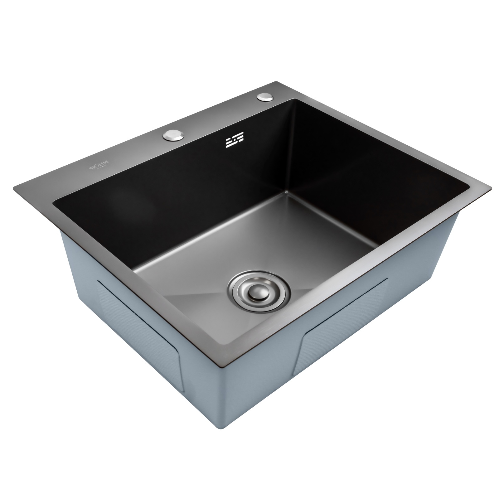 chiuveta-bucatarie-bohm-bh6050ba-inox-alimentar-sus304-600-x-500-x-220109819569 Chiuveta bucatarie BÖHM BH6050BA, inox alimentar SUS304, 600 x 500 x 220 mm, finisaj Negru, sifon inclus - imagine 1