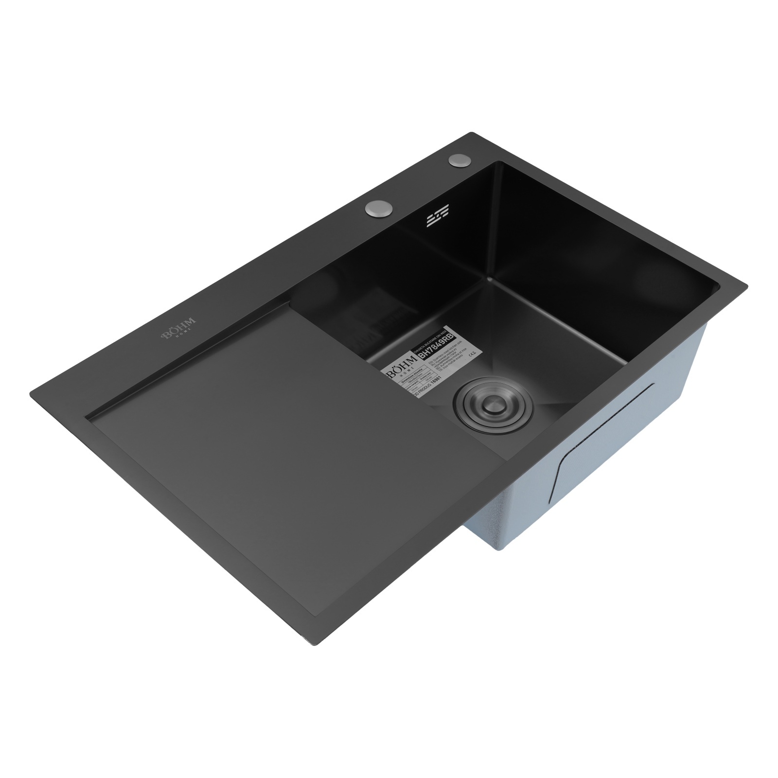 chiuveta-bucatarie-din-inox-alimentar-sus304-bh7849rb-bohm-nano-black104115972 Chiuveta bucatarie din inox alimentar SUS304 , BH7849RB BÖHM nano black 780x490x215 mm - imagine 1