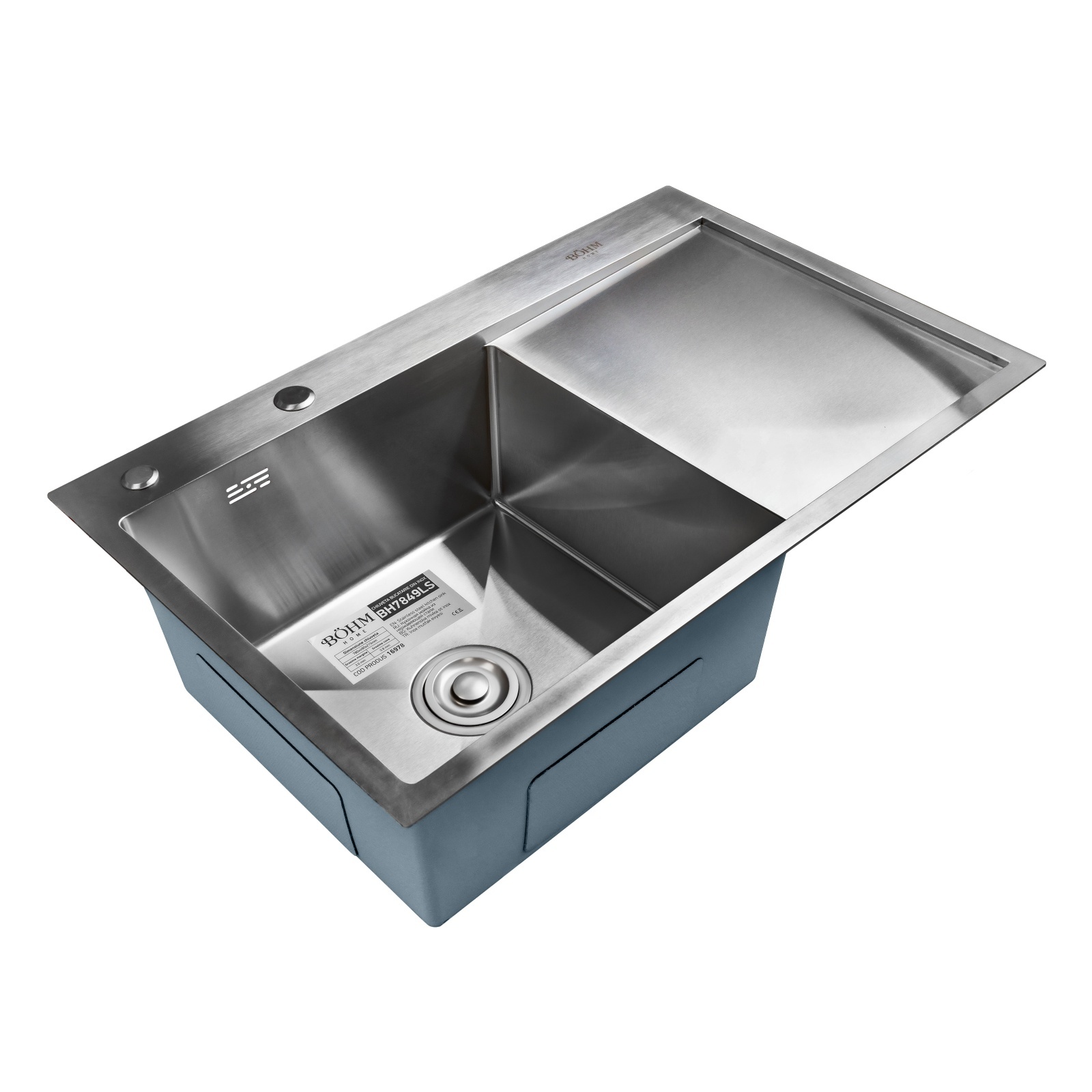 chiuveta-de-bucatarie-din-inox-alimentar-sus304-–-bohm-bh7849ls-satin109826553 Chiuvetă de bucătărie din inox alimentar SUS304 – BÖHM BH7849LS SATIN 780 × 490 × 220 mm - imagine 1